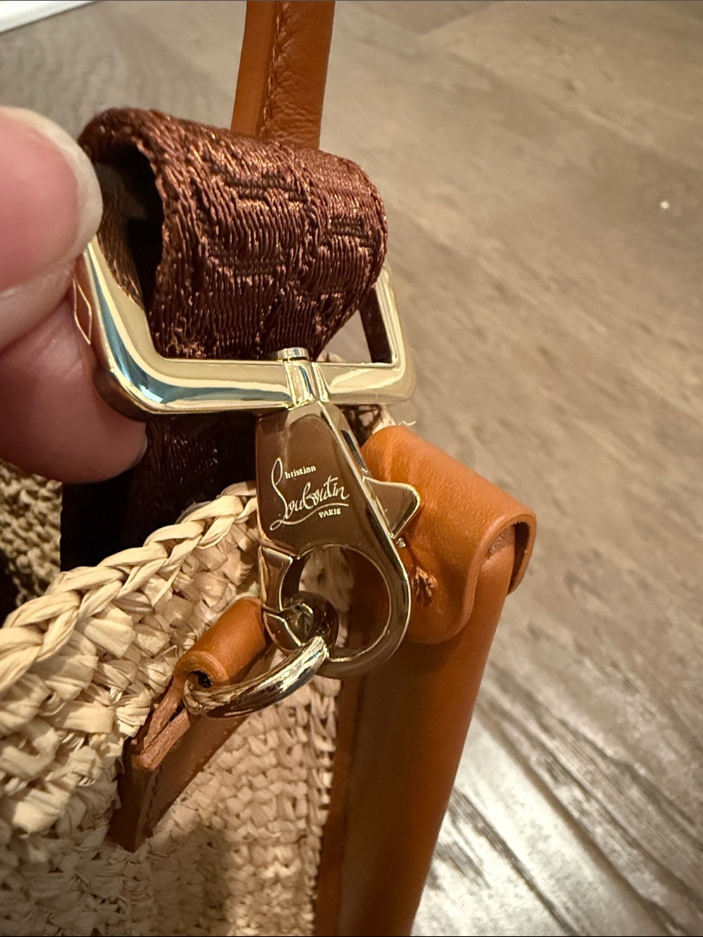 Christian Louboutin Mini By My Side Raffia & Leather Tote with Detachable Strap - Picture 16 of 16